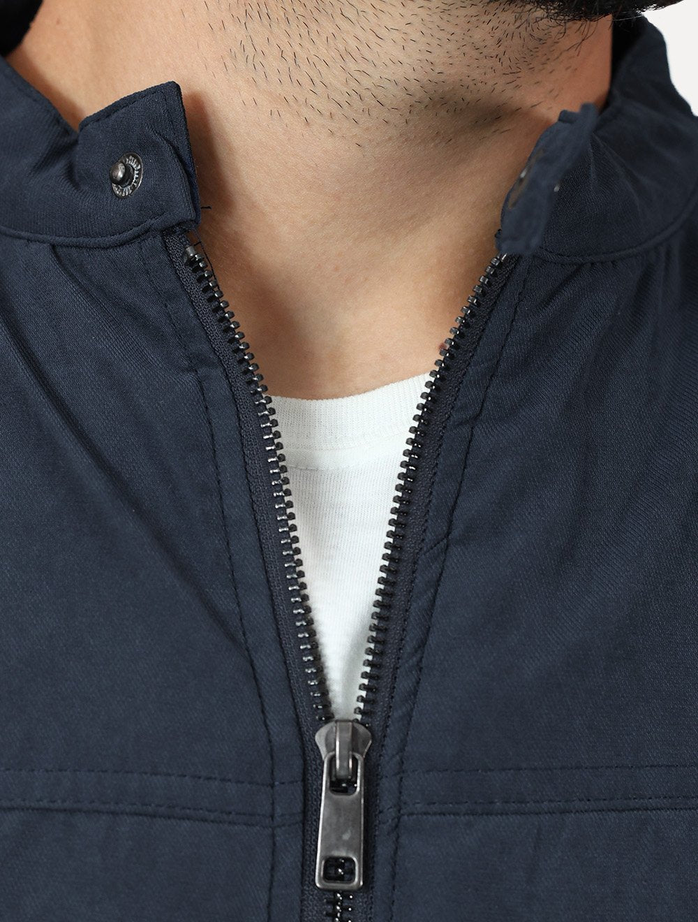 Jaqueta Dixen Masculina Sarja Forrada Zíper Frontal Azul Marinho