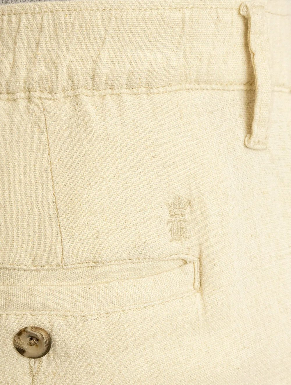 Calça Sergio K Masculina Linho Elastico Areia