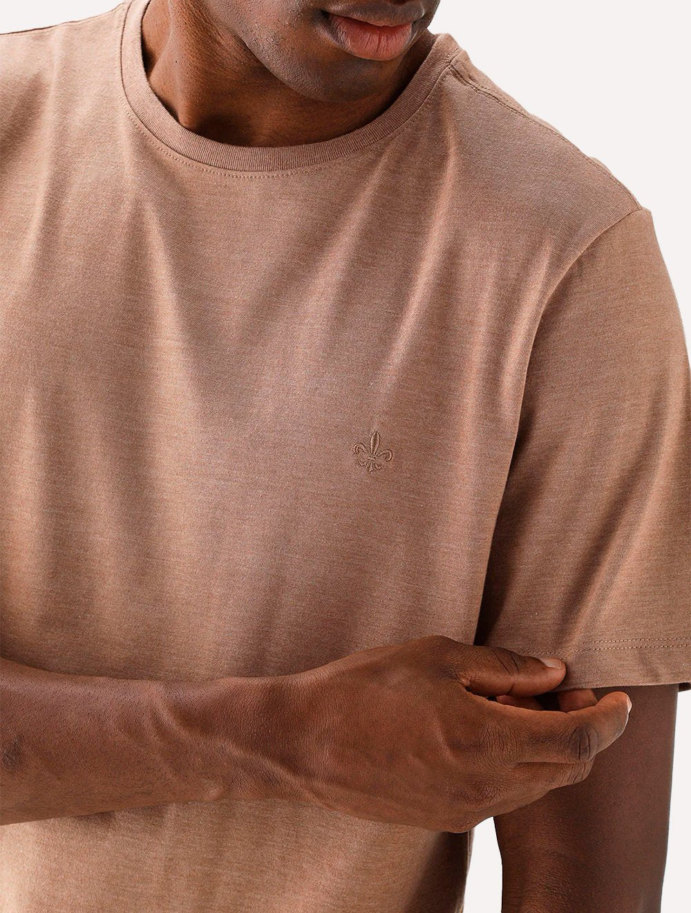 Camiseta Dudalina Masculina Melange Color Marrom Claro Mescla