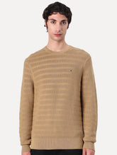 Suéter Tommy Jeans Masculino C-Neck Stripe Structured Cáqui