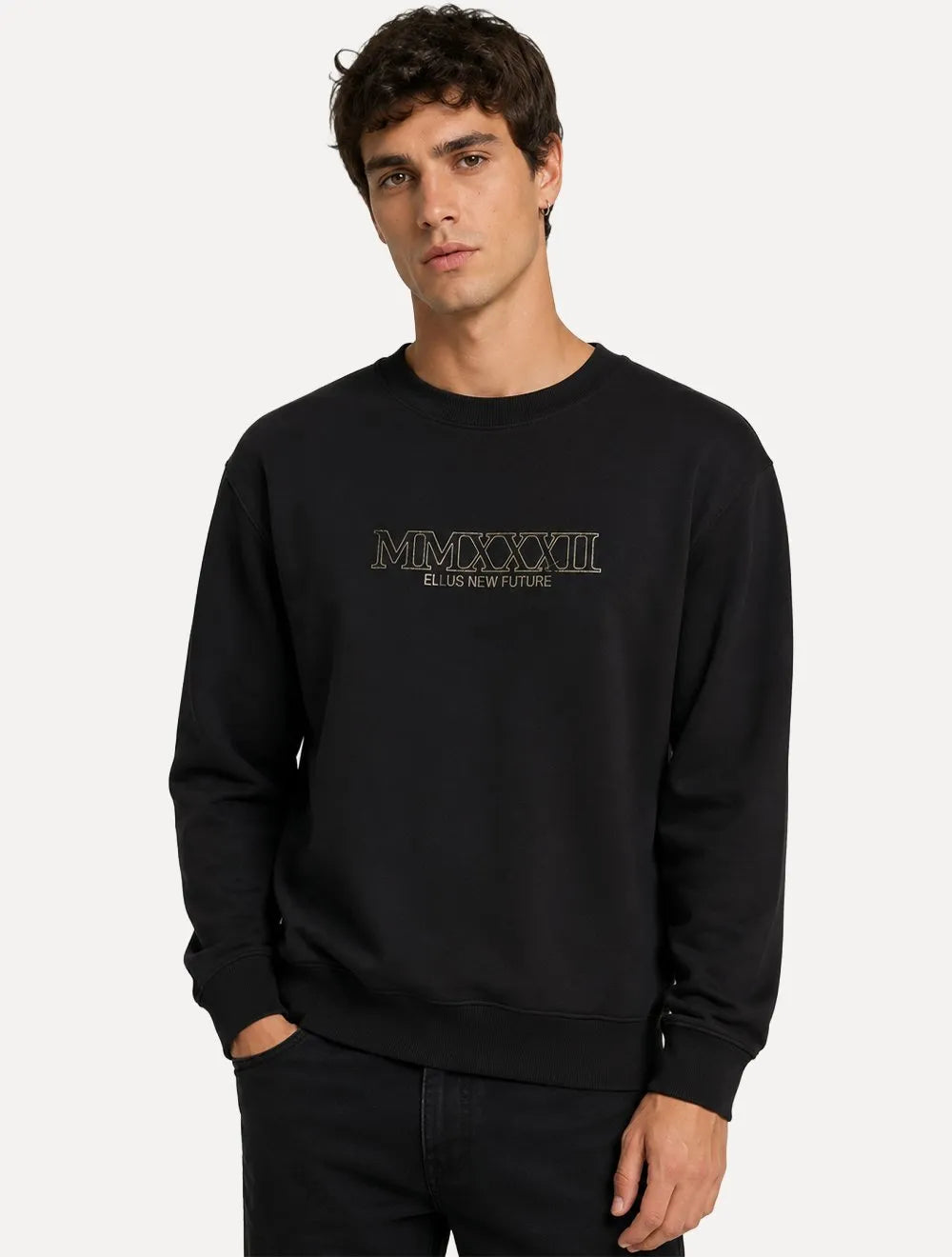 Moletom Ellus Masculino Crewneck Fleece New Future Preto