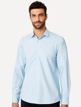 Camisa Dudalina Masculina Slim Tricoline Lisa Azul