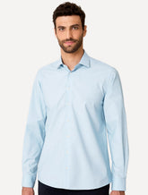 Camisa Dudalina Masculina Slim Tricoline Lisa Azul