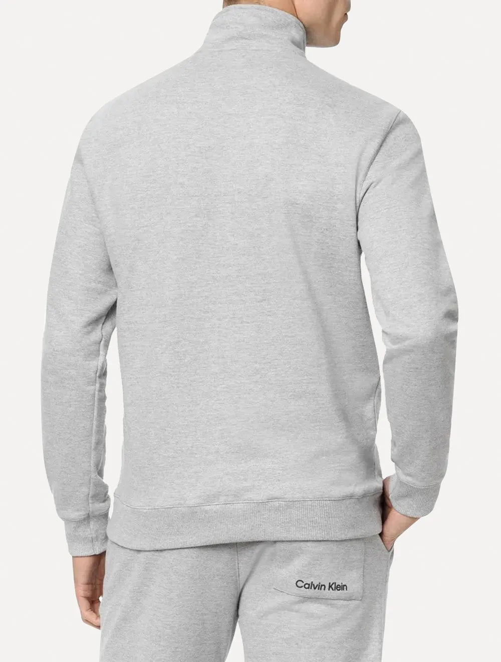 Moletom Calvin Klein Loungewear Masculino Half Zip Modern Logo Cinza Mescla