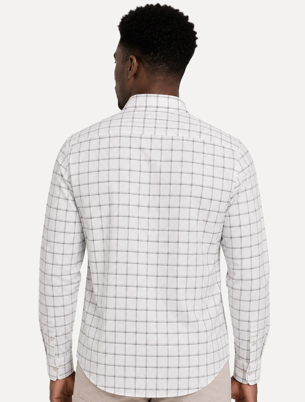 Camisa Dudalina Masculina Slim Superfine Cotton Oxford Xadrez Branca