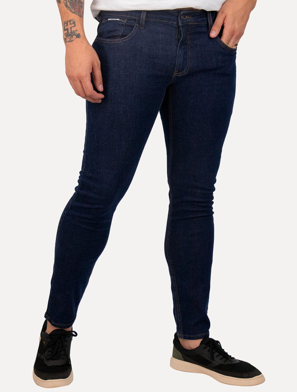 Calça Calvin Klein Jeans Masculina Super Skinny 5 Pockets Escura