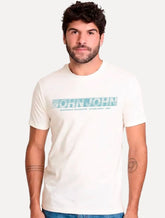 Camiseta John John Masculina Regular Fit Font Stripe Off White
