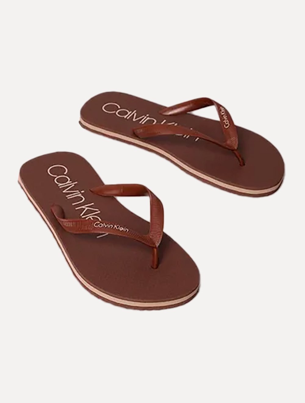 Chinelo Calvin Klein Swimwear Silk Basic Logo Marrom