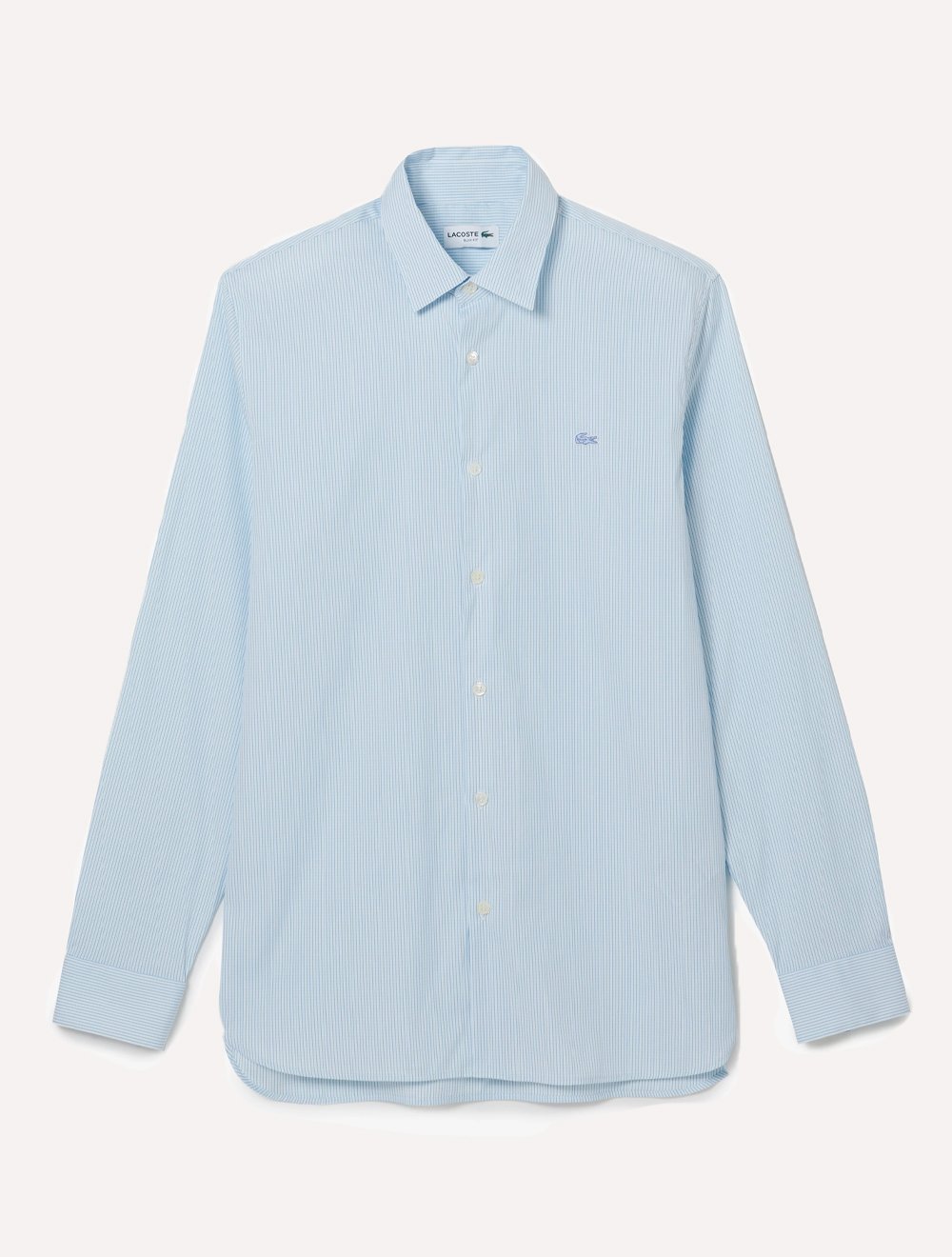 Camisa Lacoste Masculina Slim Fit Popeline Stretch Striped Azul Claro