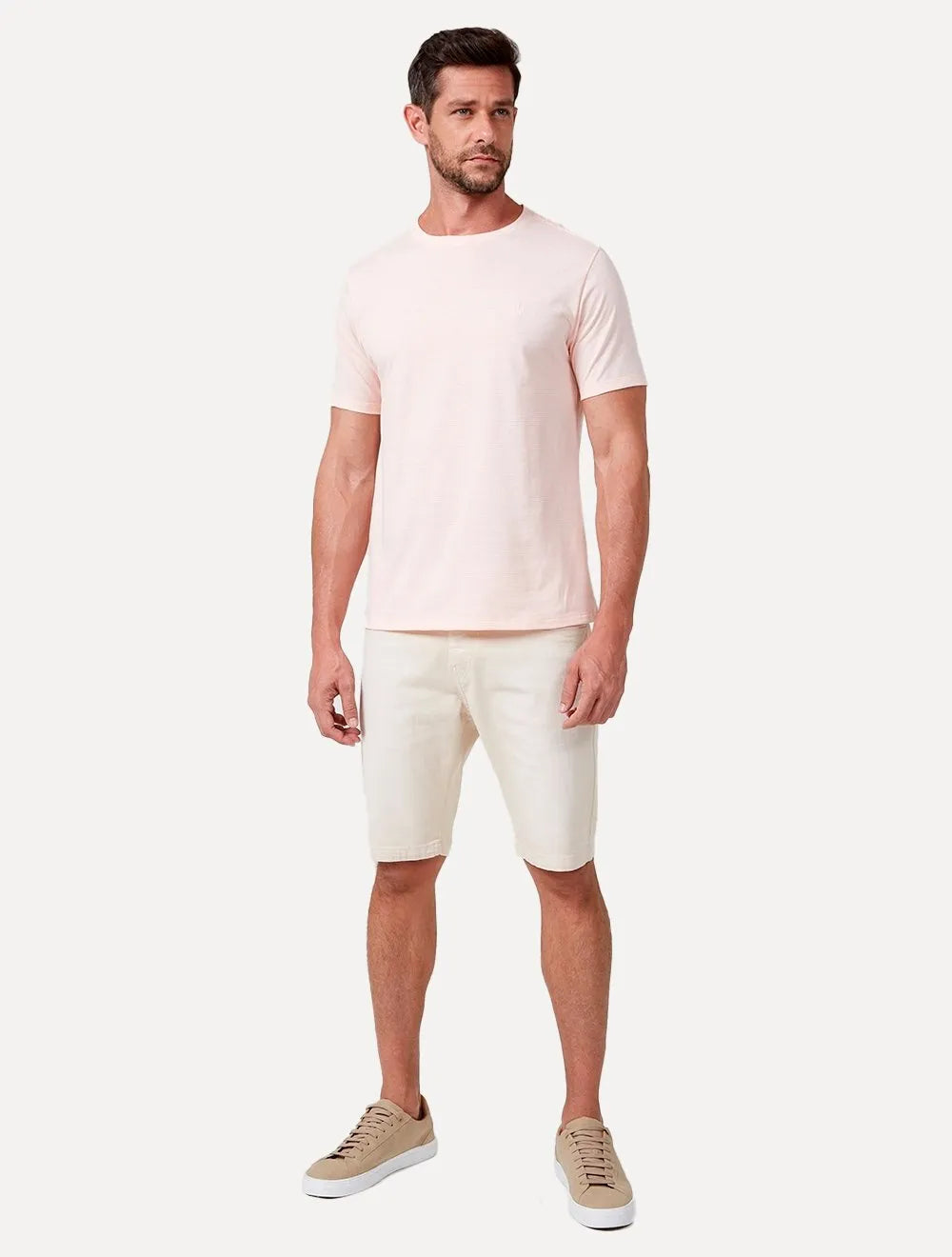 Camiseta Dudalina Masculina Mini Stripes Rosa Claro