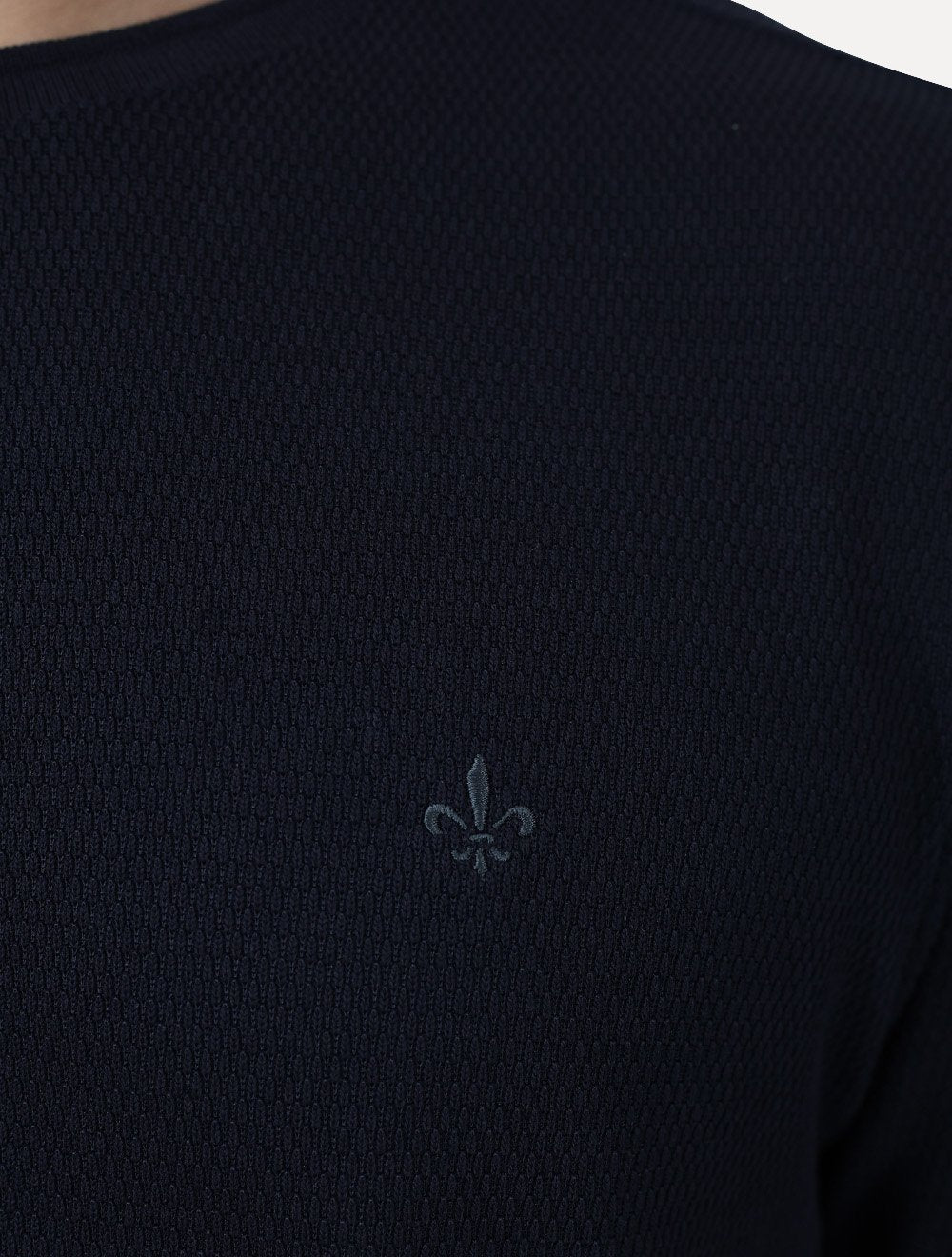 Camiseta Dudalina Masculino Manga Longa Malha Tricot Azul Marinho