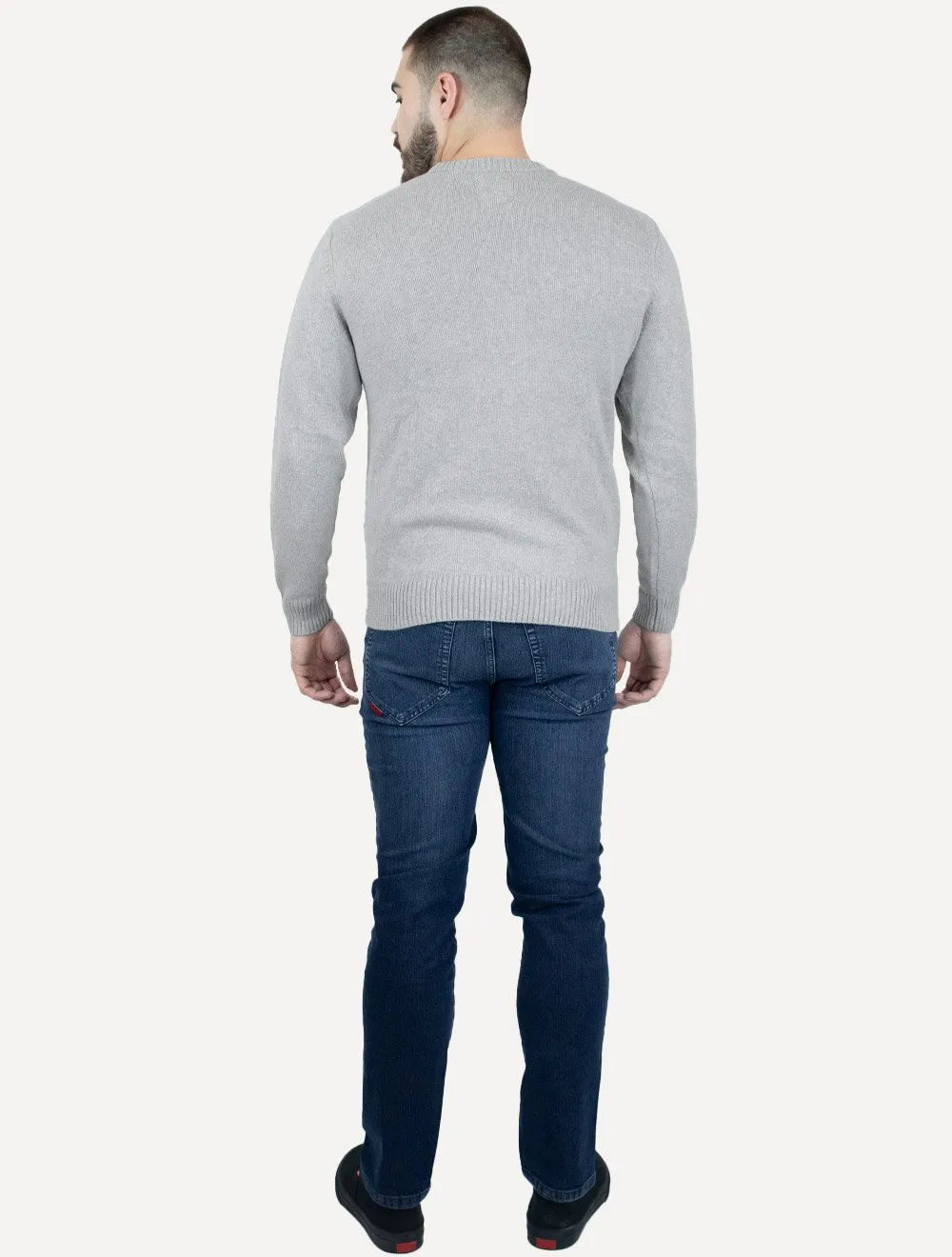 Suéter Levis Masculino Crewneck Classic Housemark Logo Cinza Mescla