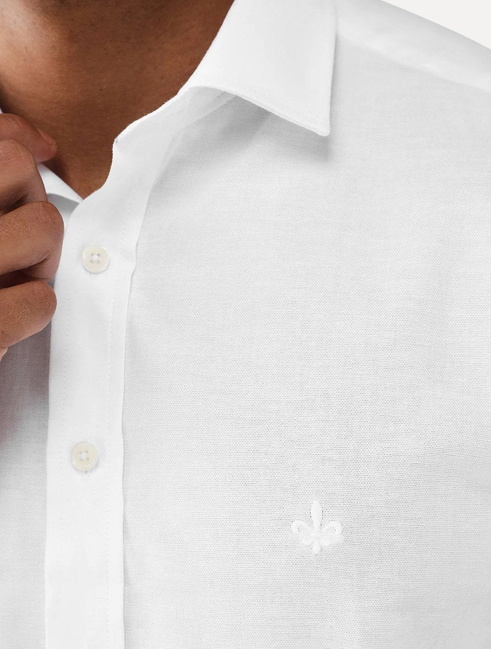 Camisa Dudalina Masculina Slim Fitt Superfine Cotton Light Logo Lisa Branca