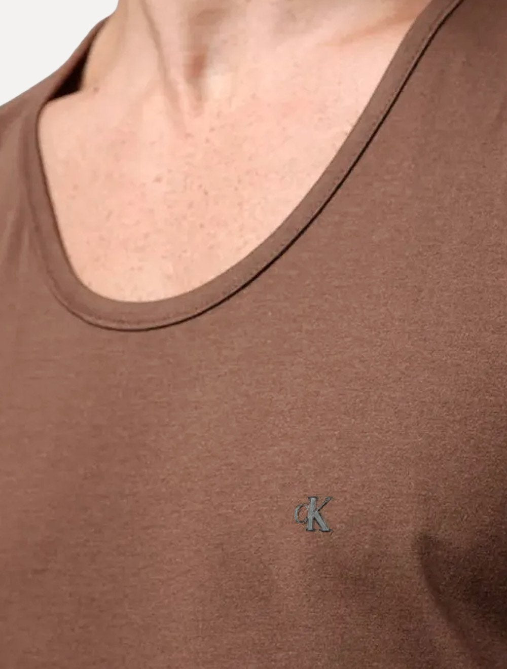 Regata Calvin Klein Jeans Masculina Chest CK Logo Marrom