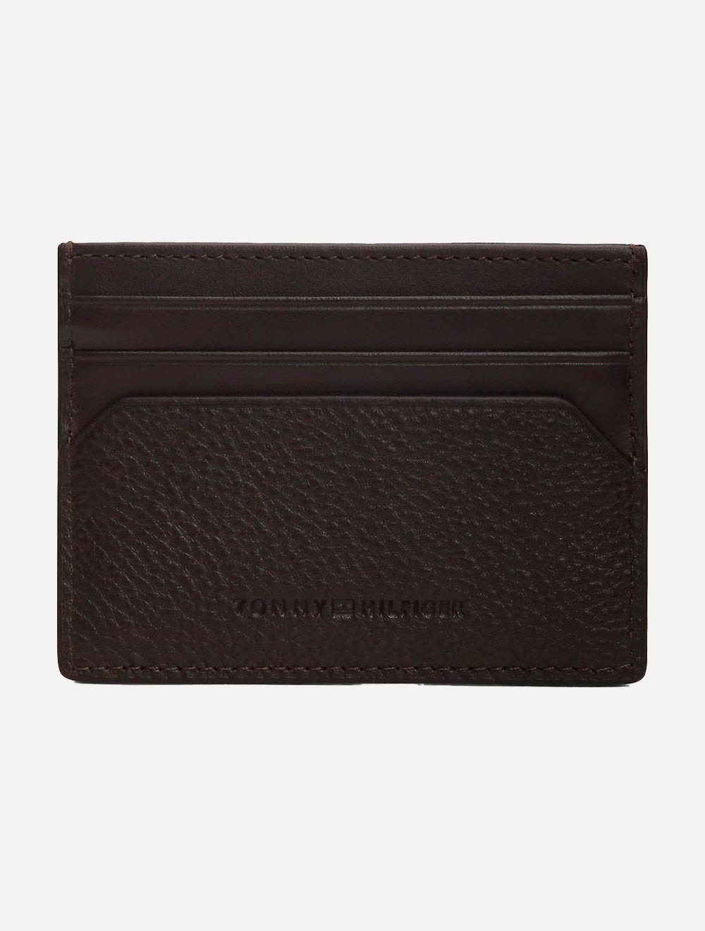 Carteira Tommy Hilfiger Porta Cartão Couro Logo Centarl CC Holder Marrom