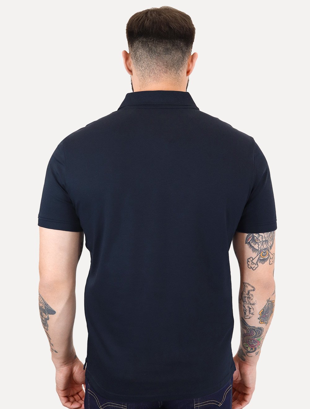 Polo Calvin Klein Masculina Regular Básica Interlock Liquid Touch Azul Marinho