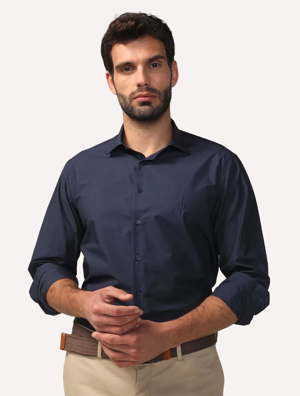 Camisa Dudalina Masculina Comfort Fit Lisa Azul Marinho