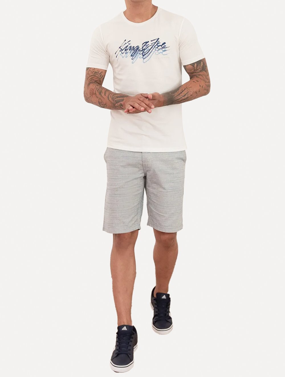 Camiseta King & Joe Masculina Slim Assinatura Off-White