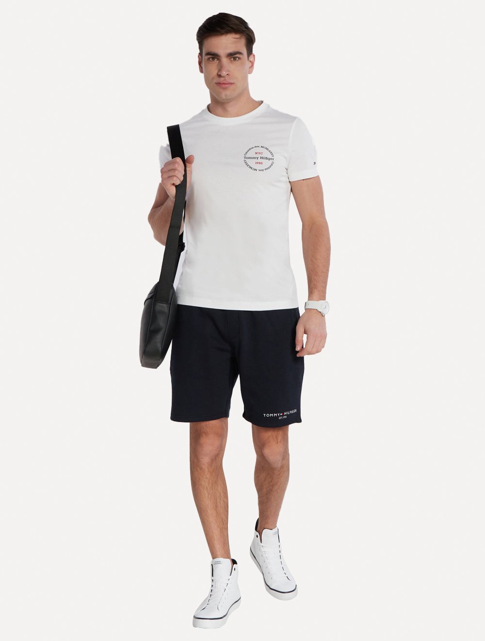 Camiseta Tommy Hilfiger Masculina Columbus Roundle Logo Branco