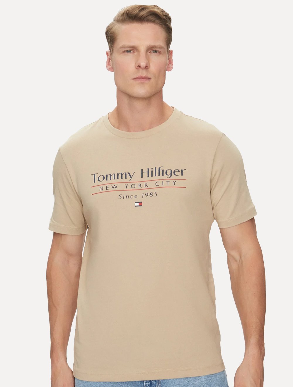 Camiseta Tommy Hilfiger Masculina Center Stack Cáqui