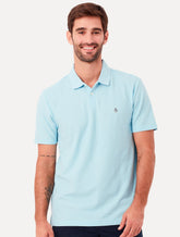 Polo Original Penguin Masculina Piquet Lisa Patch Azul Claro