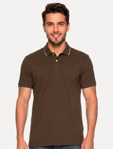 Polo Aramis Masculina Regular Piquet Off Friso Marrom Escuro