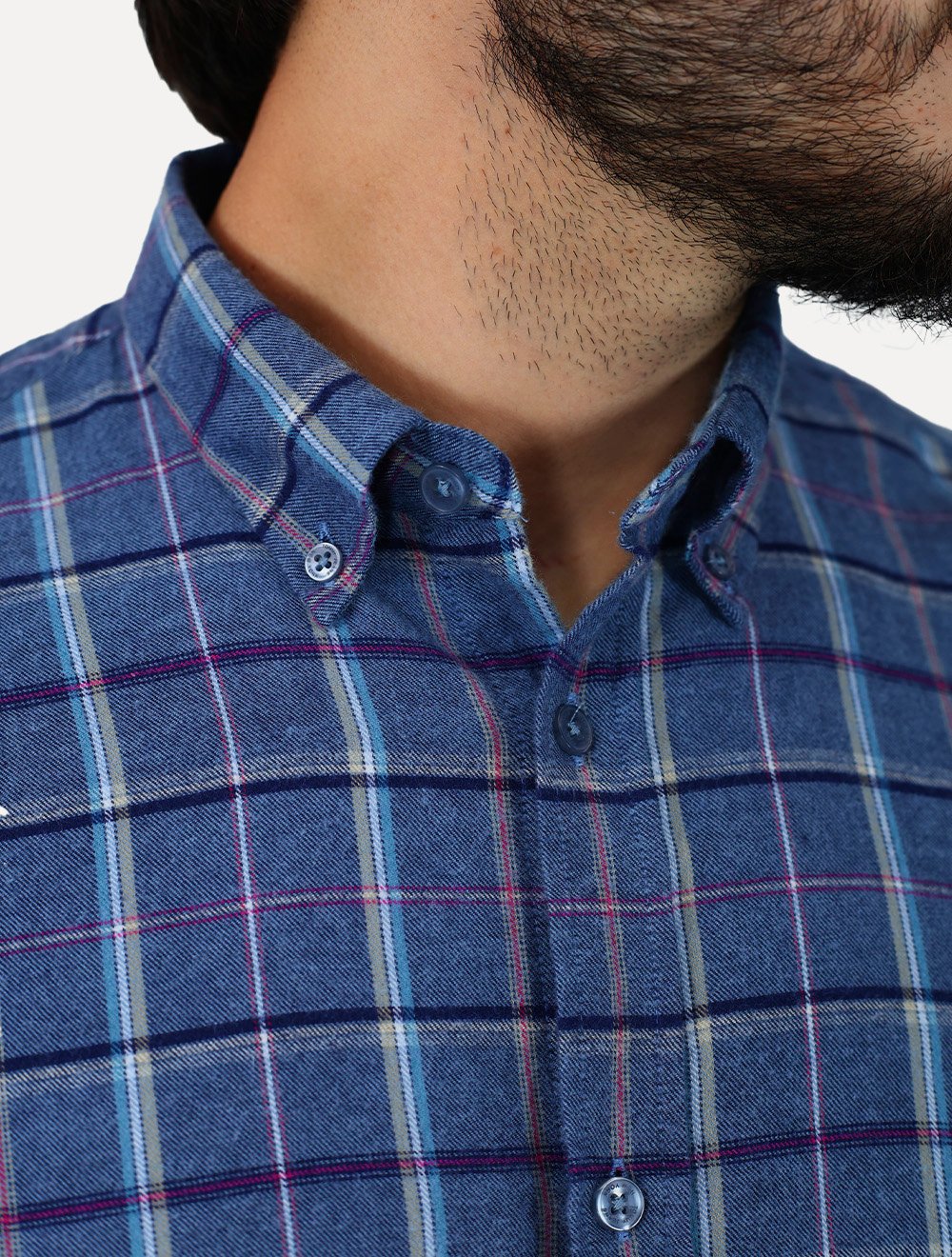 Camisa Tommy Jeans Masculina Regular Xadrez Flannel Check Azul Médio