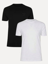Kit Camisetas Guess | Masculina Bordado Peito Preta/Branca