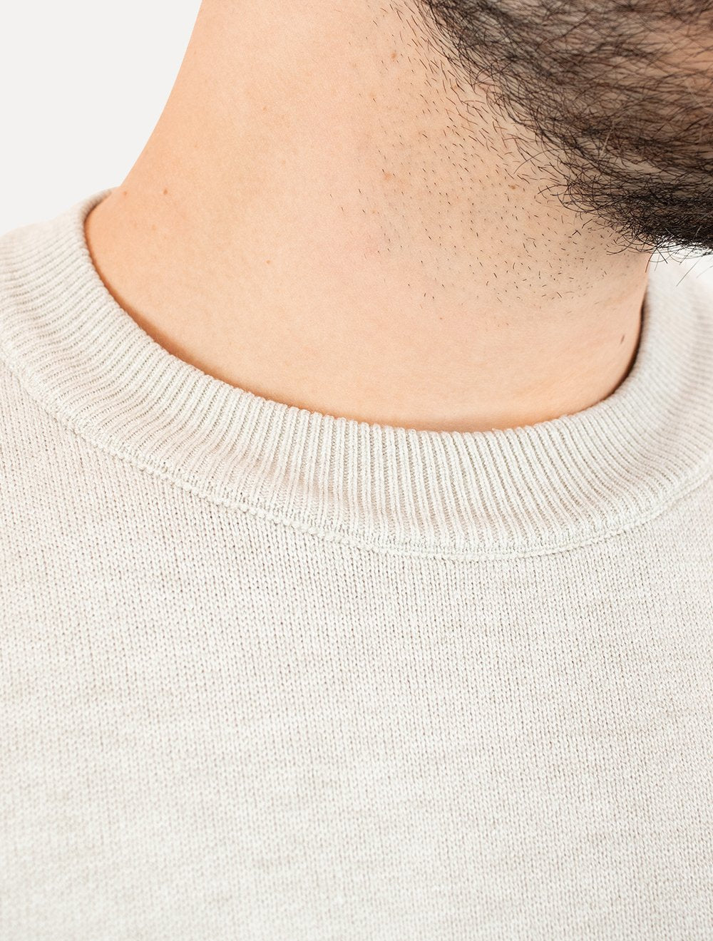 Suéter Dixen Masculino Crewneck Tricot Liso Areia Mescla