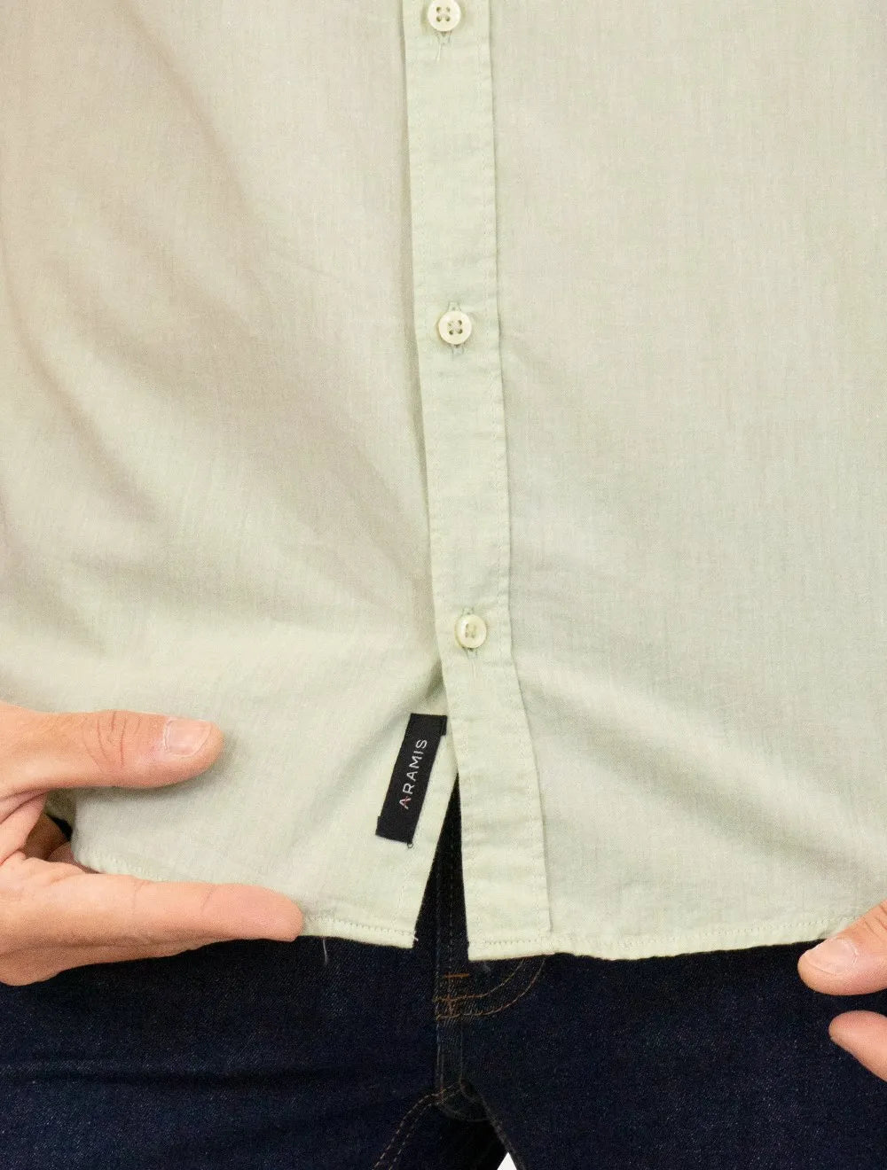 Camisa Aramis Masculina Manga Curta Slim Algodão Willis Verde Mescla