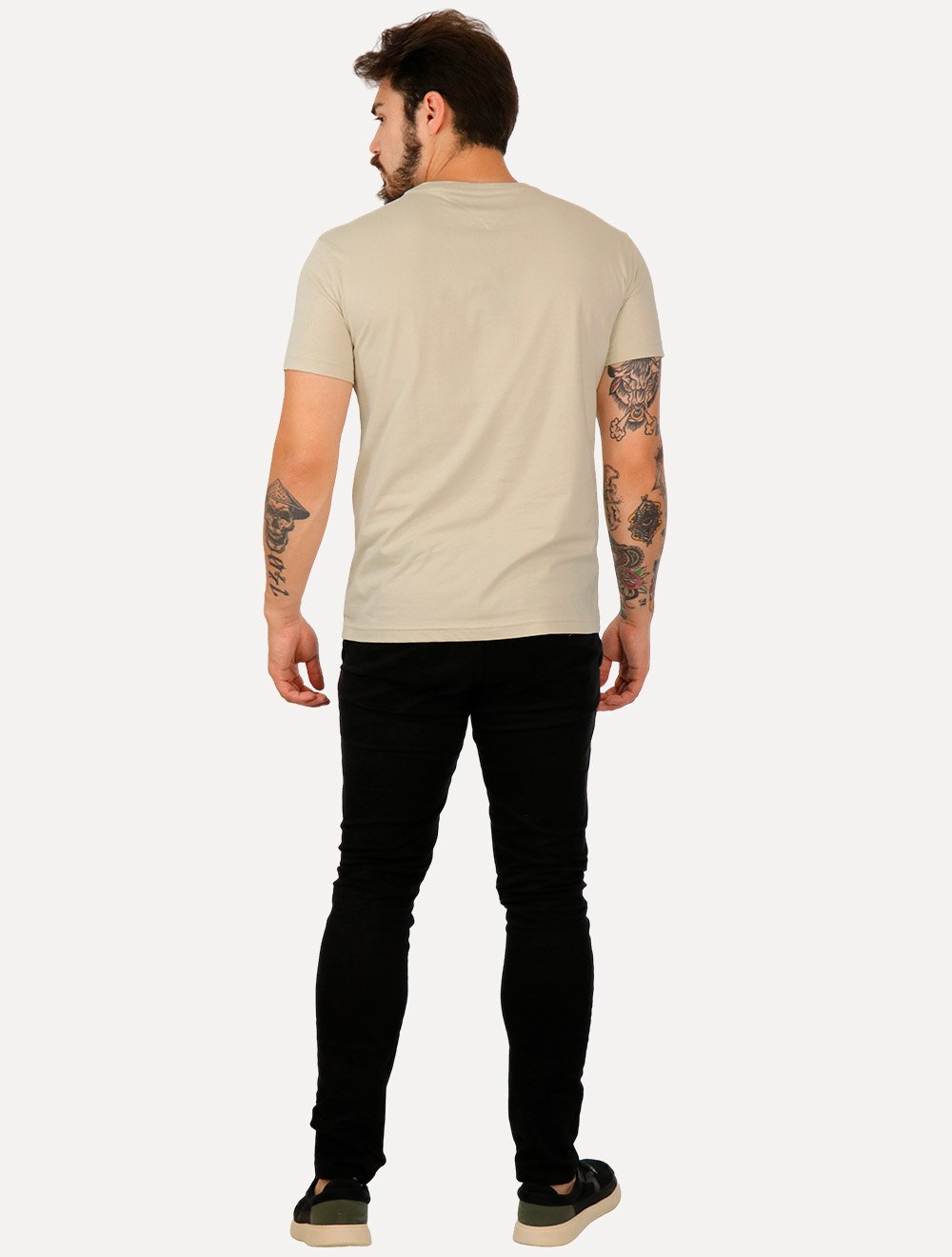Camiseta Tommy Hilfiger Masculina Stack Brand Love Cáqui Claro