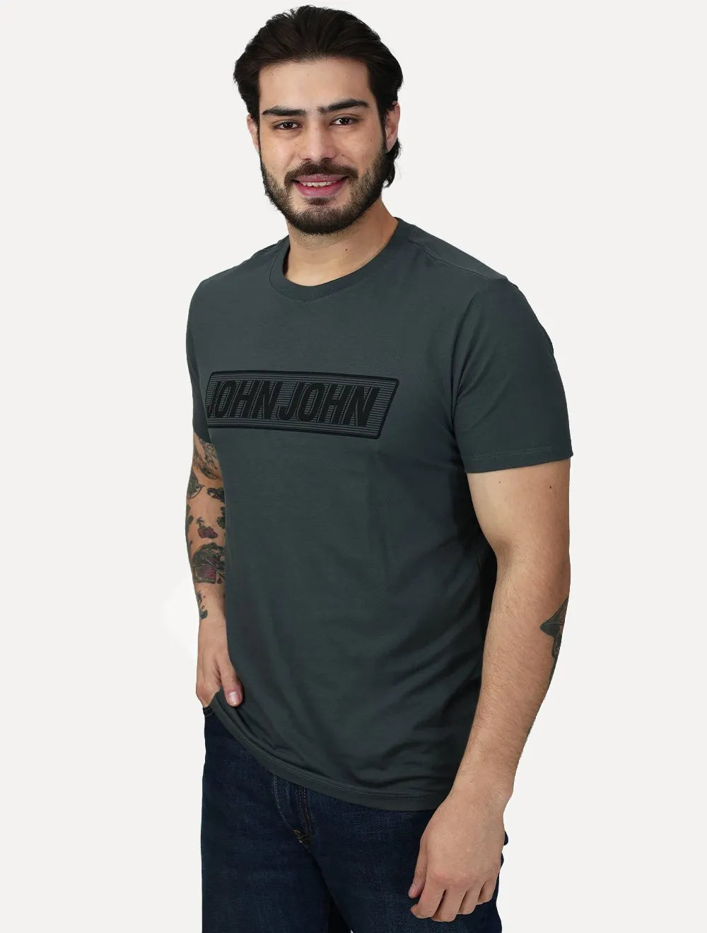 Camiseta John John Masculina Slim Fit Guide Cinza Escuro