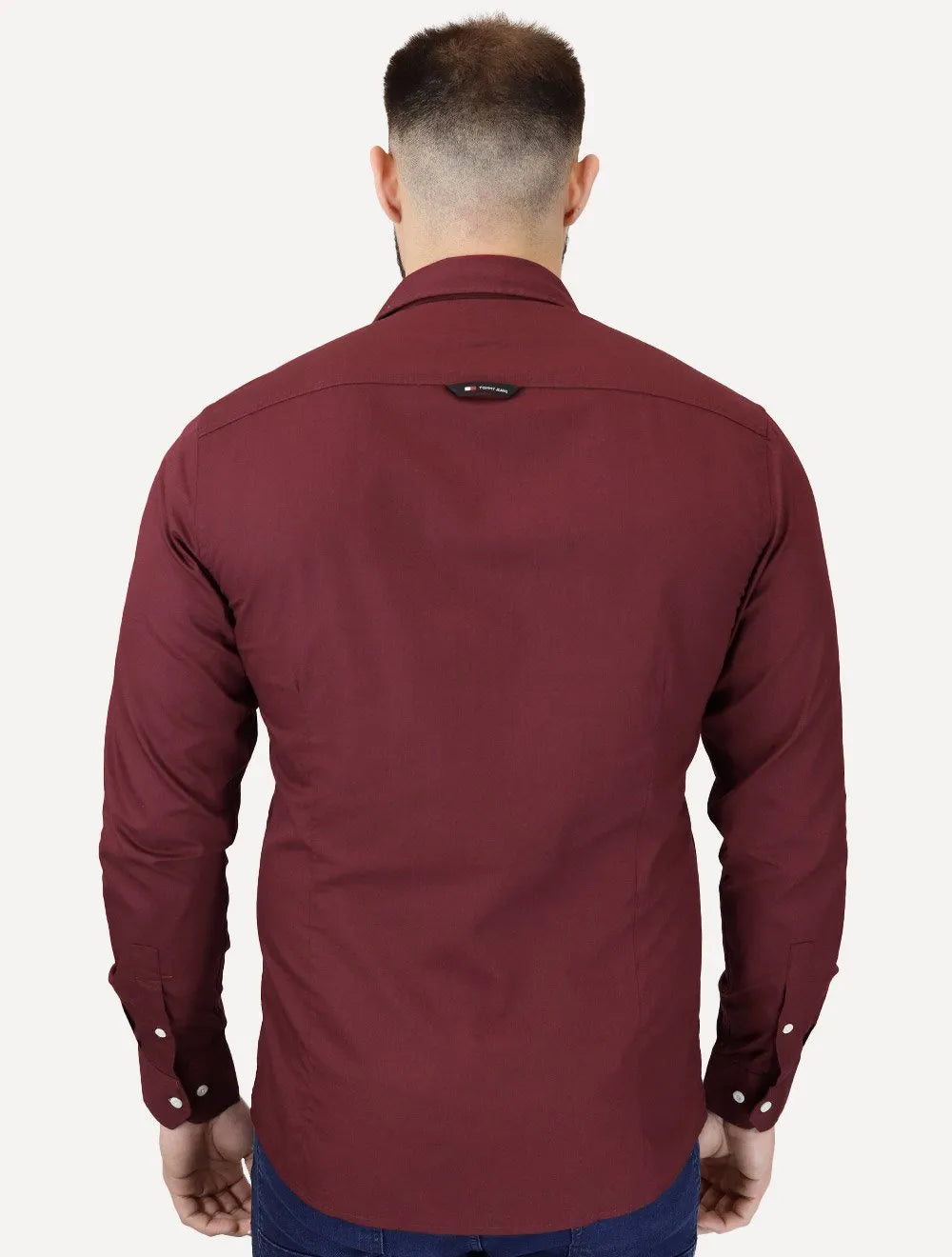 Camisa Tommy Jeans Masculina Slim Original Stretch Bordô