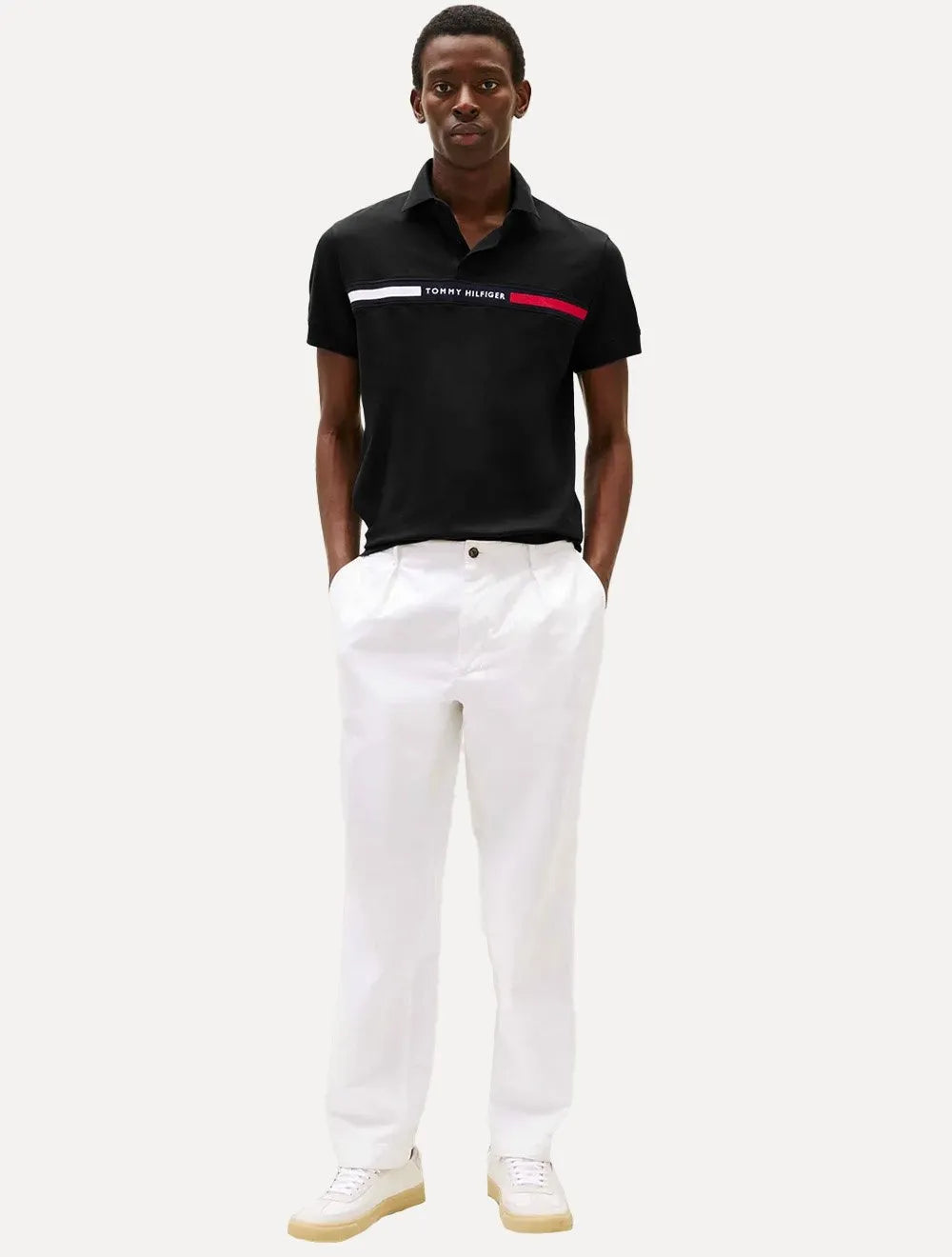 Polo Tommy Hilfiger Masculina Regular Chest Insert Logo Preta