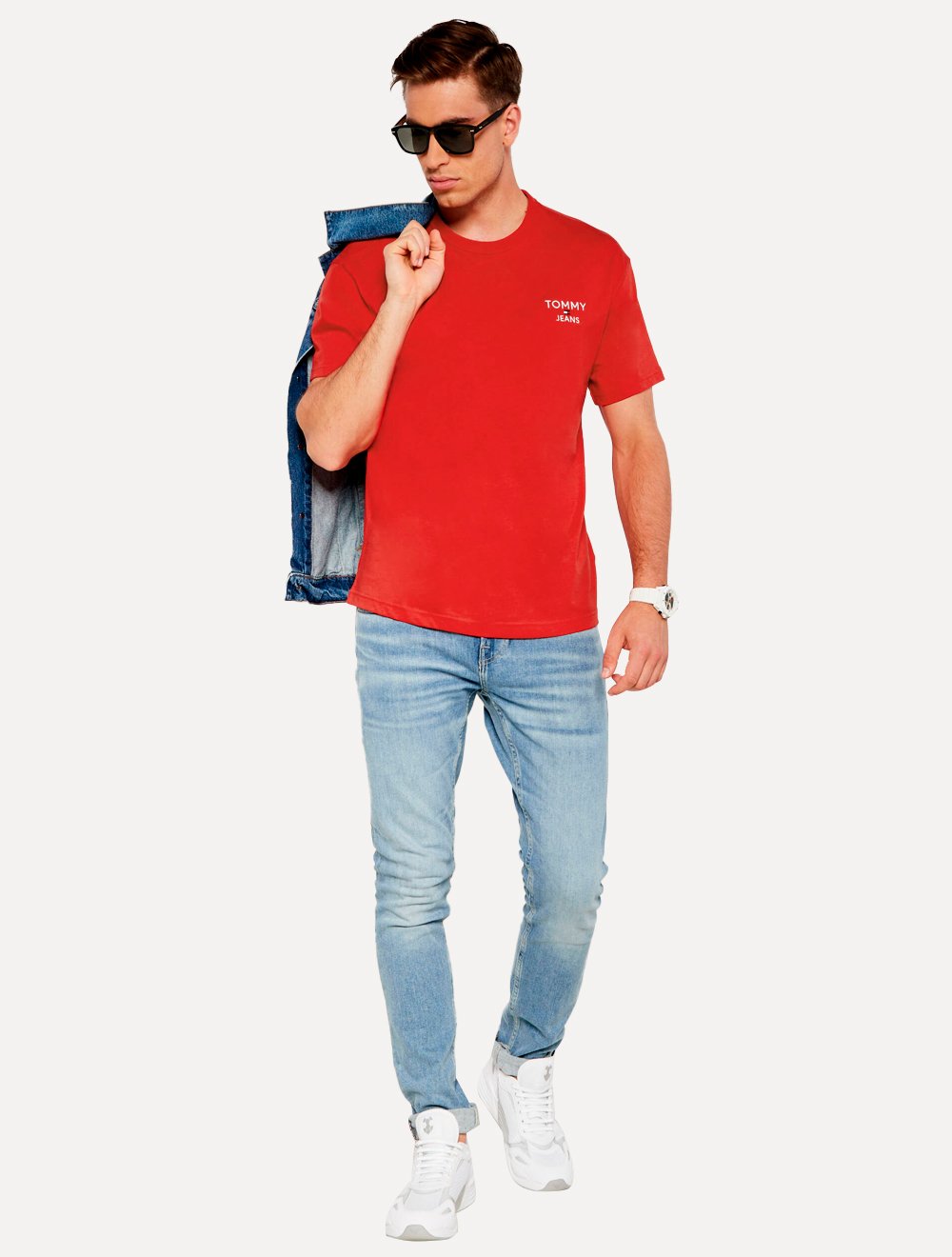 Camiseta Tommy Jeans Masculina Regular Corp Chest Vermelha
