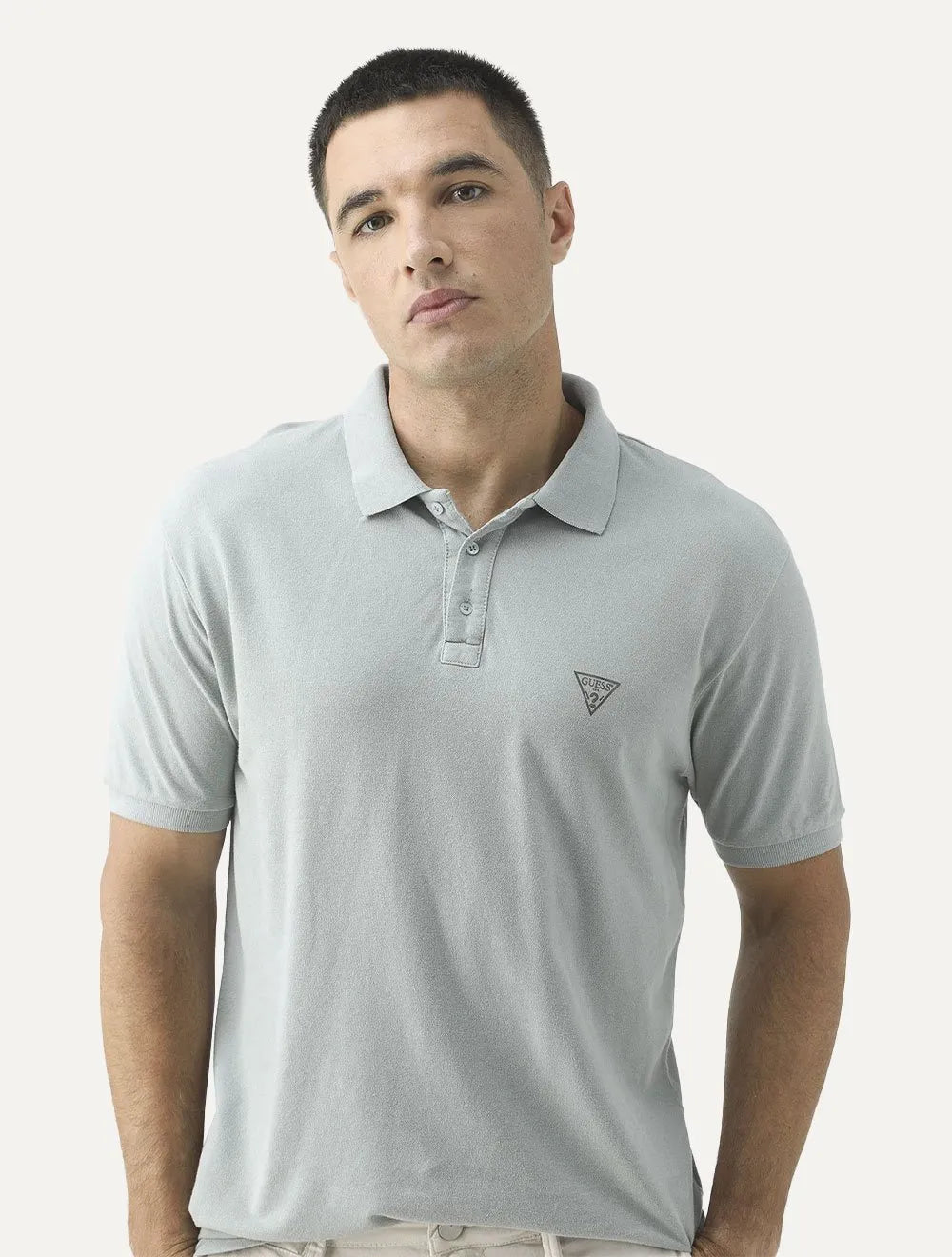 Polo Guess Masculina Piquet Cinza Médio