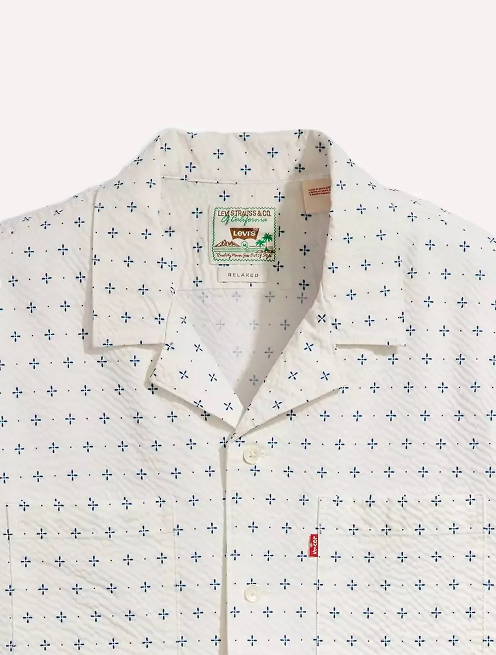 Camisa Levis Masculina Manga Curta Camp Texture Branca