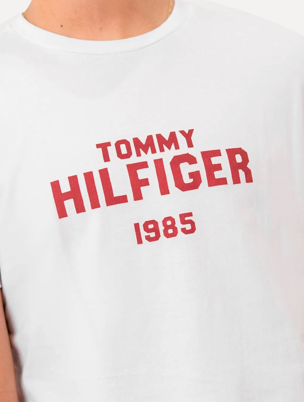 Camiseta Tommy Hilfiger Masculina Arch Logo 1985 Branca