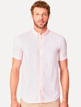 Camisa Reserva Masculina Manga Curta Oxford Color Rosa Claro