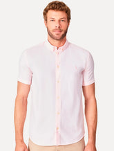Camisa Reserva Masculina Manga Curta Oxford Color Rosa Claro