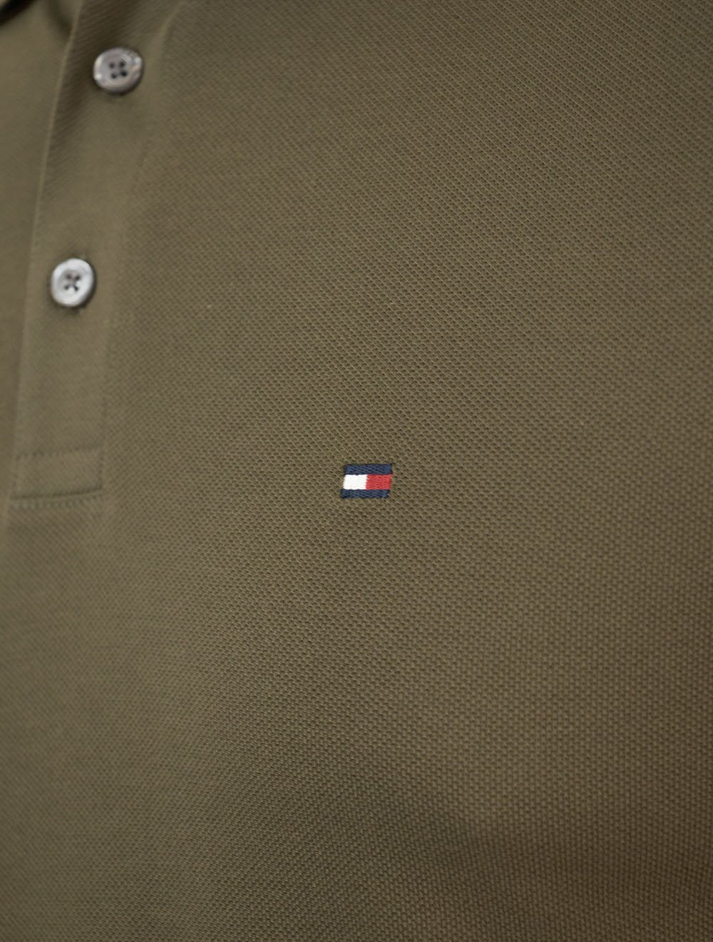 Polo Tommy Hilfiger Slim Piquet Classic Flag Verde Militar