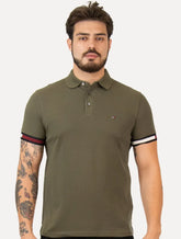 Polo Tommy Hilfiger Slim Piquet Classic Flag Verde Militar