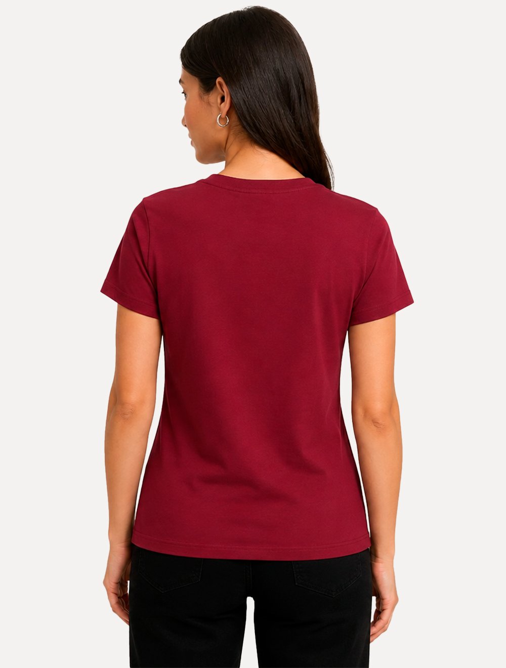 Camiseta Guess Feminina Chest Rubber Logo Vermelho Escuro
