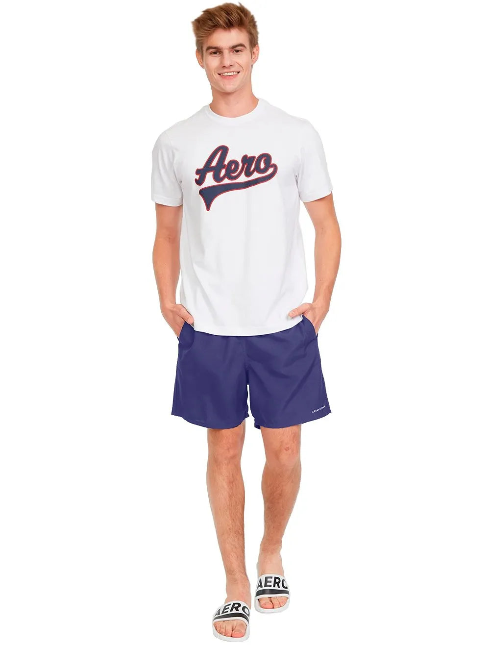 Short Aeropostale D'Água Swimwear Light Logo Azul Escuro