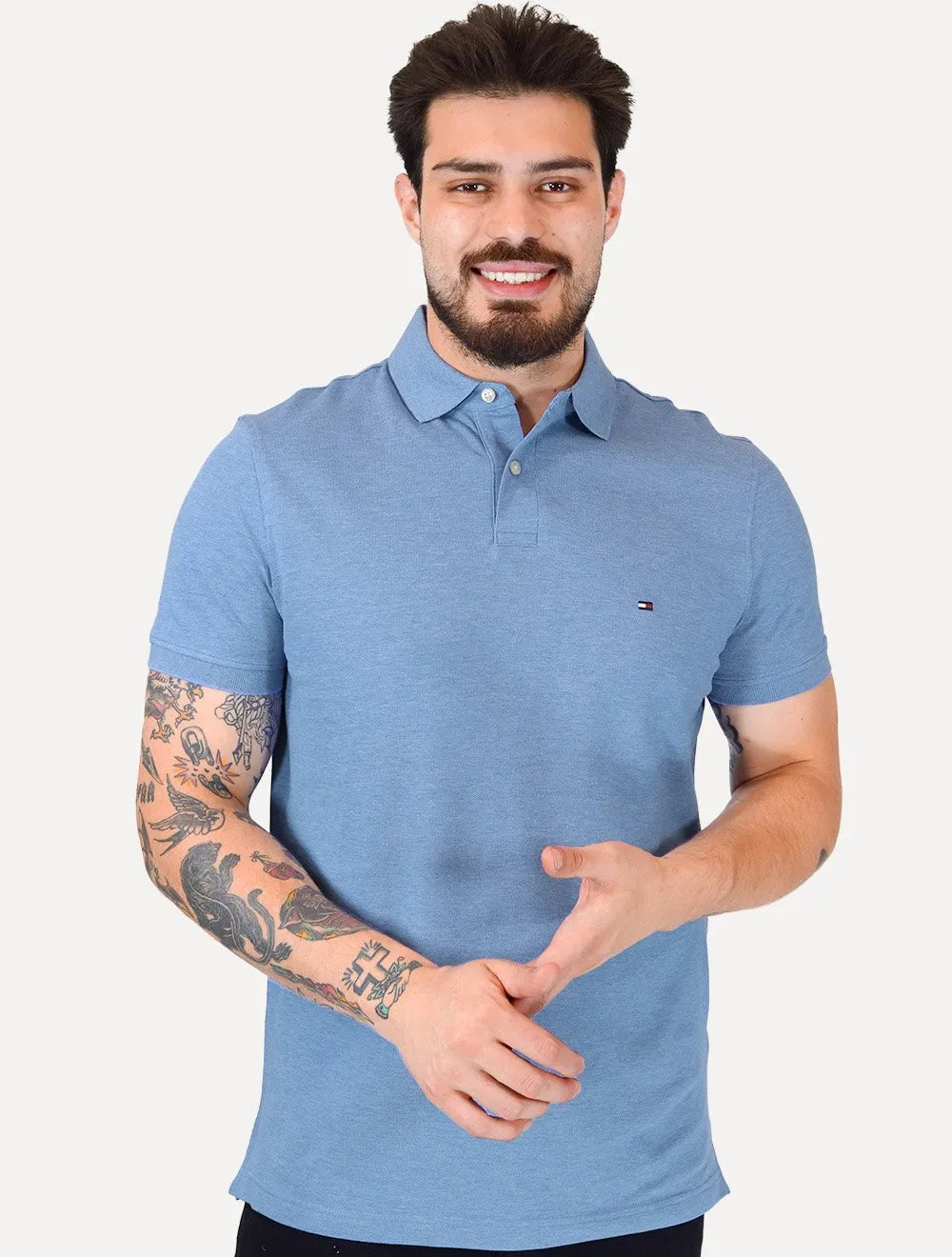 Polo Tommy Hilfiger Masculina Regular Piquet 1985 Spell Azul