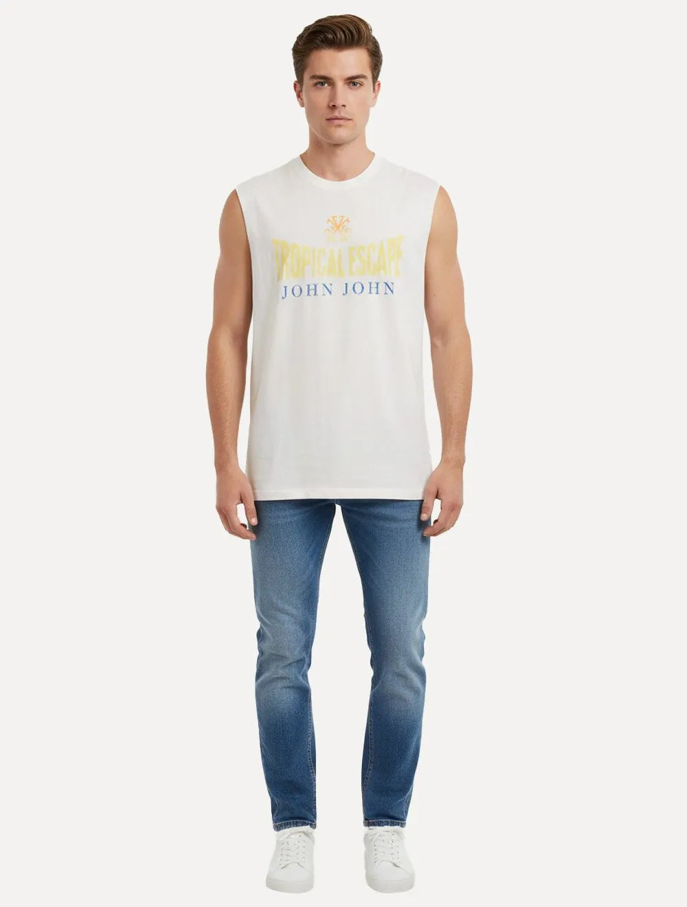 Regata John John Masculina Relaxed Fit Tropical Branca