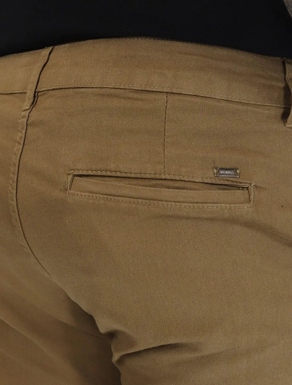Calça Aramis Masculina Chino Slim Maquinetada Marrom