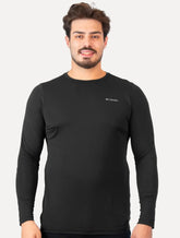 Camiseta Columbia Masculina Manga Longa Neblina Grey Logo Preta