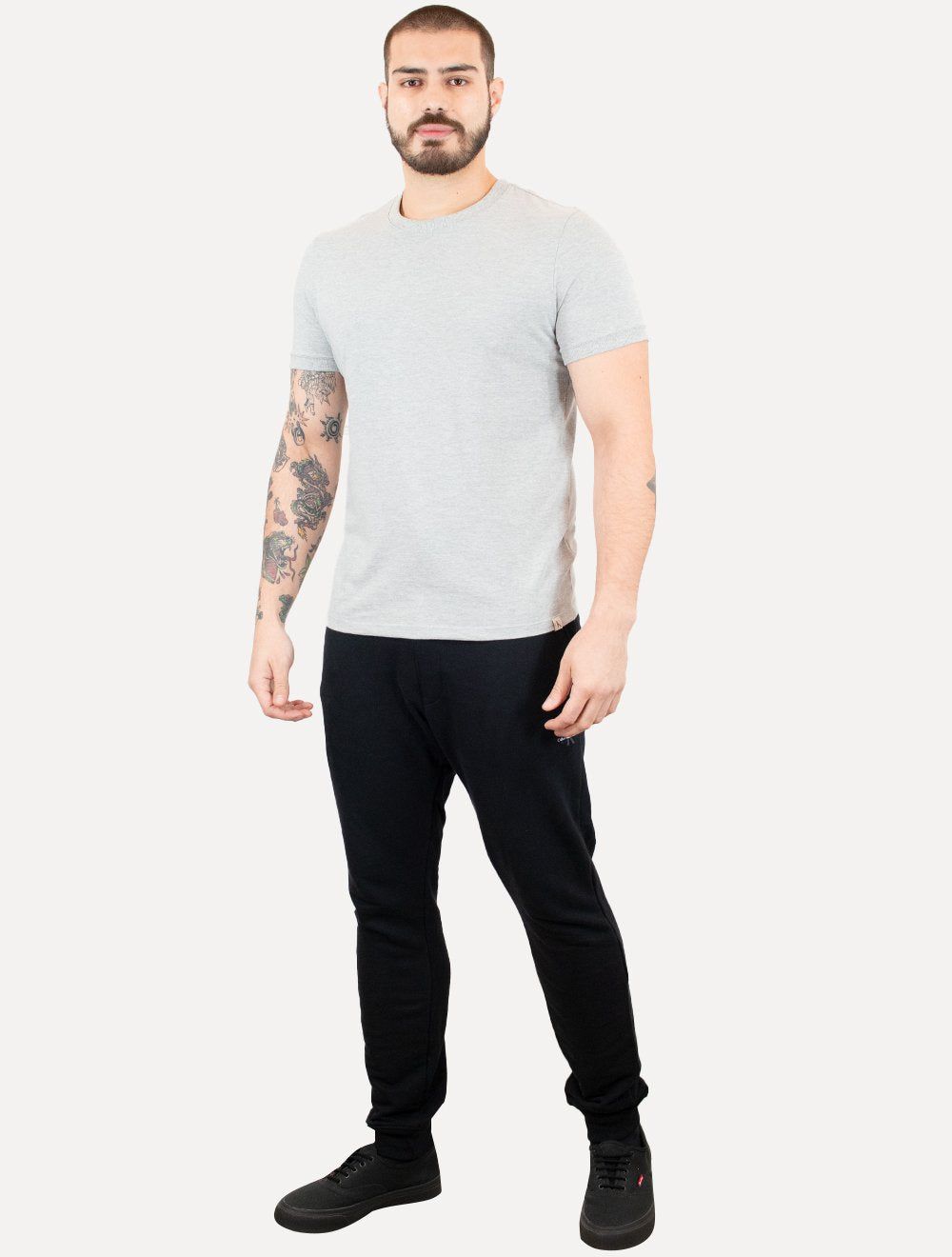 Camiseta Calvin Klein Masculina Malhão Com Punhos Cinza Mescla