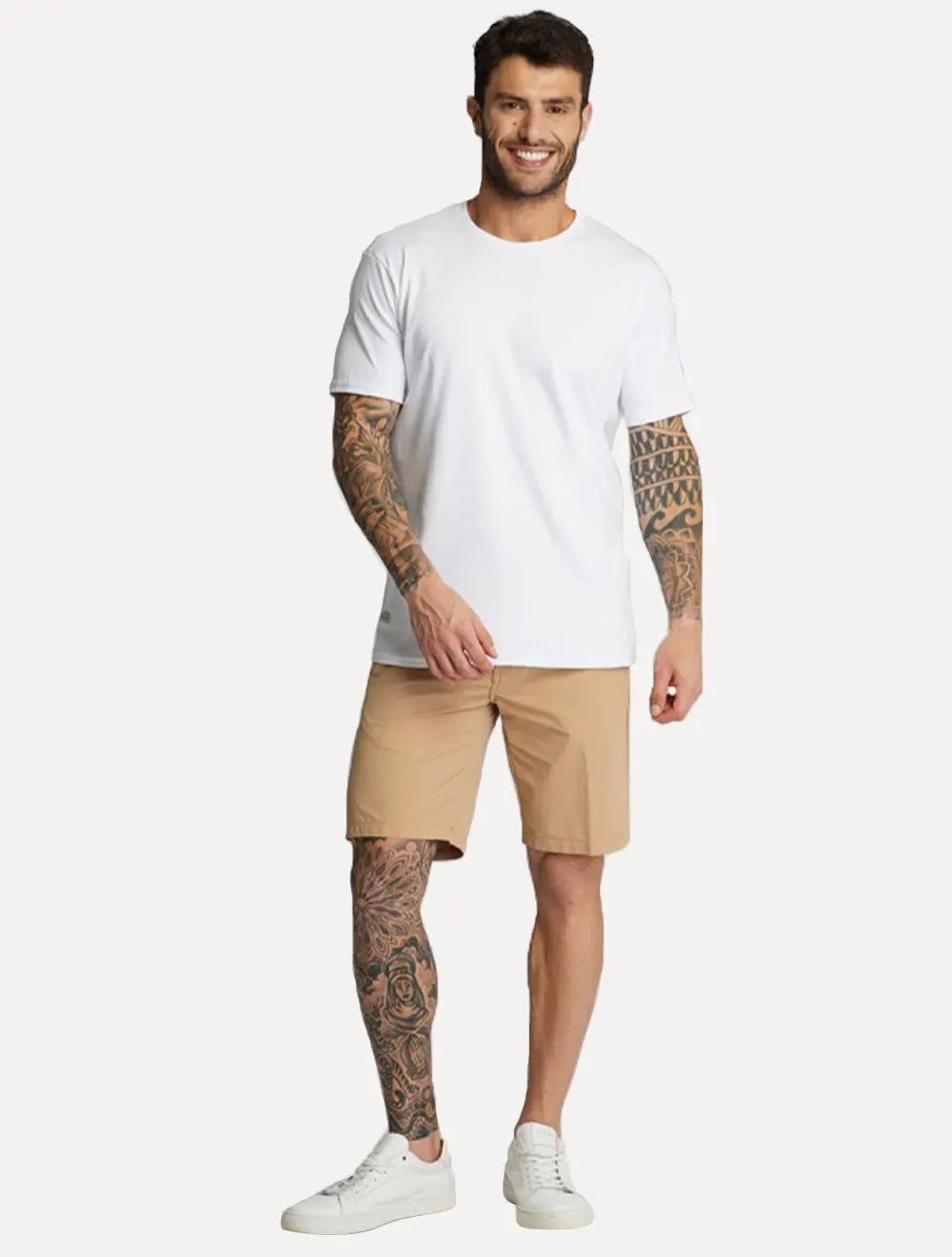 Bermuda King & Joe Masculina Casual Techno Flex Cáqui